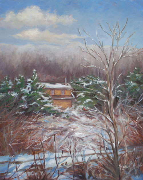 Log Cabin in Winter